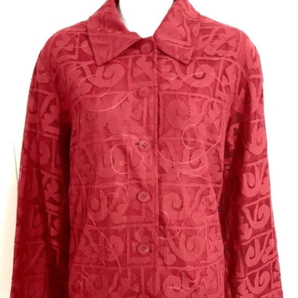 COLDWATER CREEK RED EMBROIDERED BLAZER JACKET